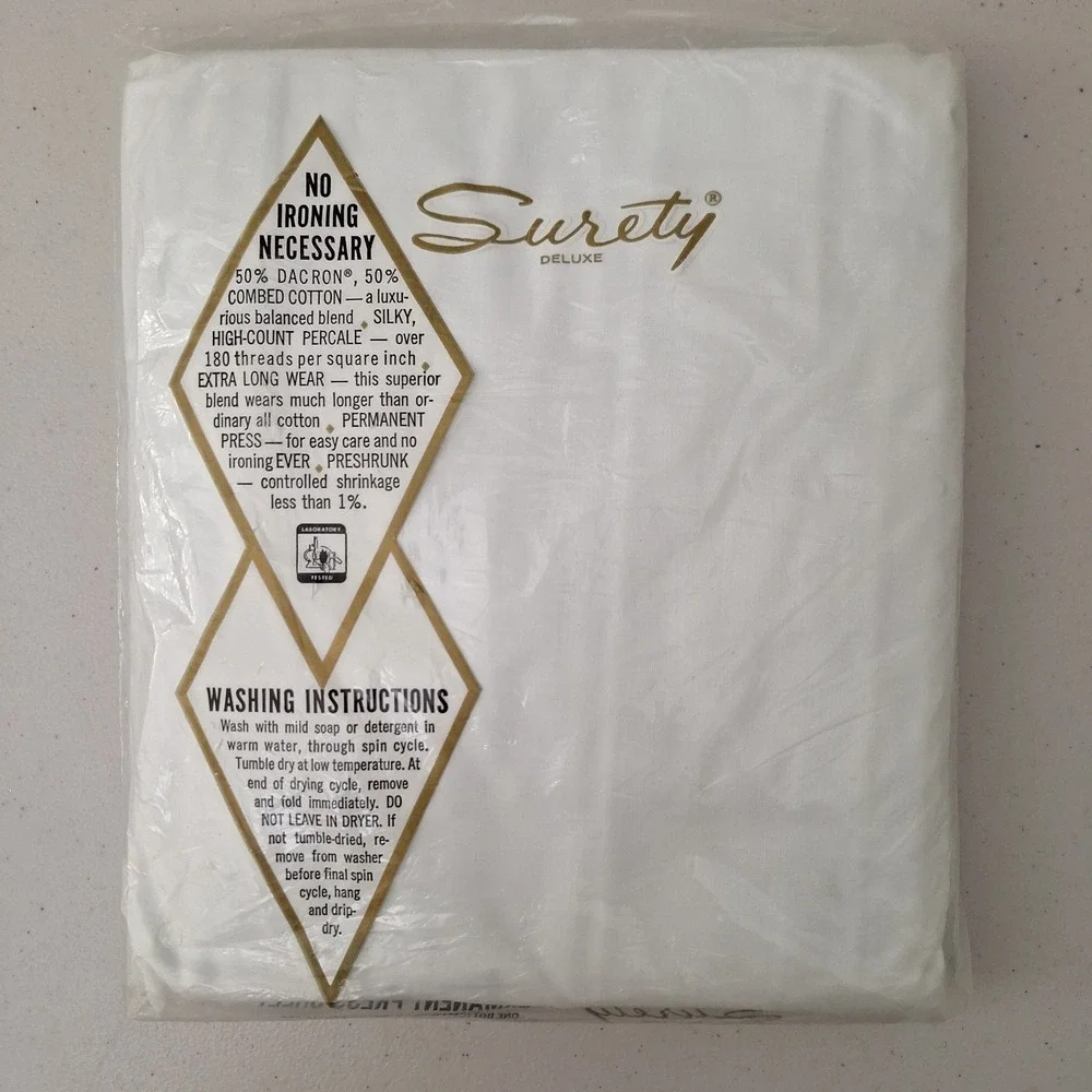 VTG Surety Deluxe No-Iron Perm. Press Combed Percale Double Bottom Fitted Sheet